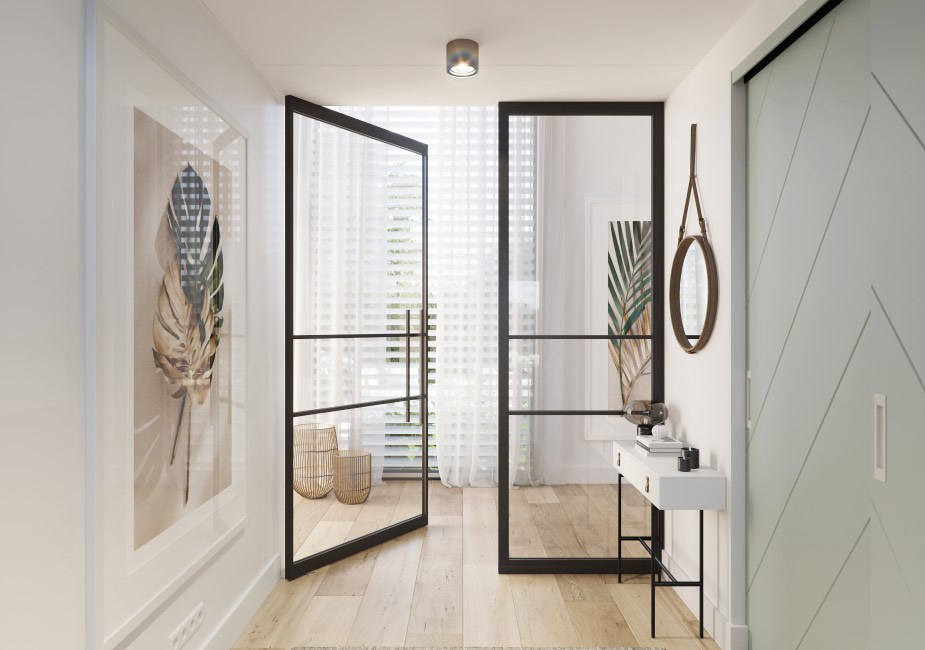 industriele deur transparant glas